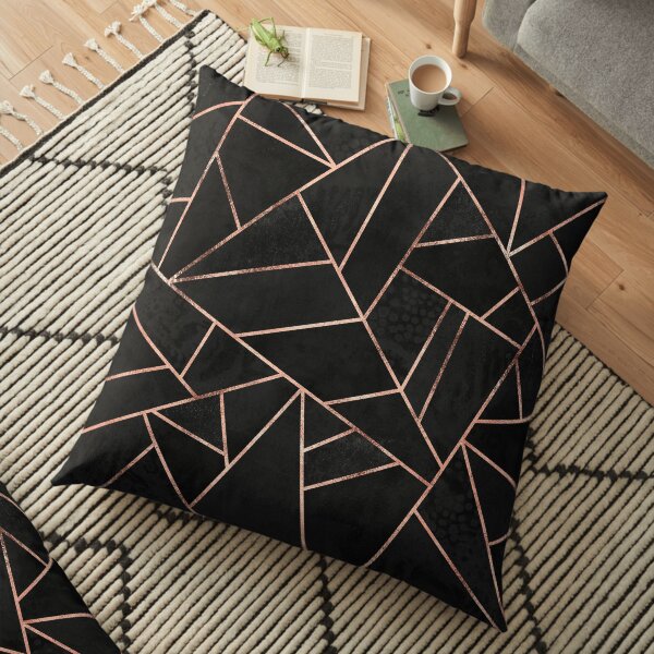 Black And Rose Gold Floor Pillow
