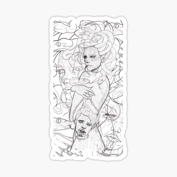 Medusa Sketch Pegatina
