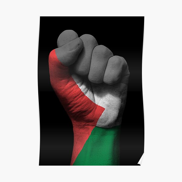 Flag of Palestine on a Raised Clenched Fist Poster