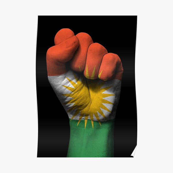 Flag of Kurdistan on a Raised Clenched Fist Poster