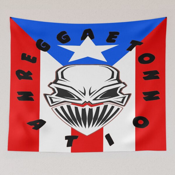 Item preview, Reggaeton Nation Upright Puerto Rican Flag Bandana Face Skull designed and sold by 108dragons.