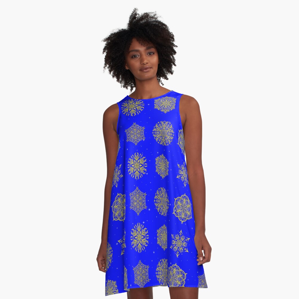 Shining Skies, Woven Gold A-Line Dress