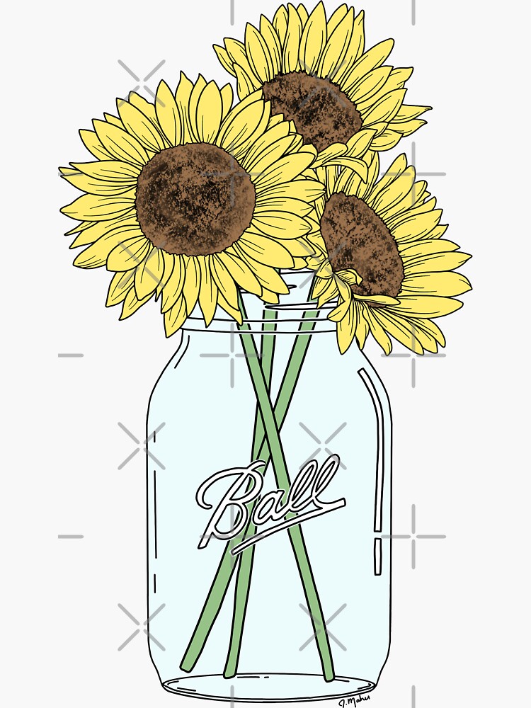 Mason Jar Sunflowers Sticker For Sale By Jamiemaher15 Redbubble