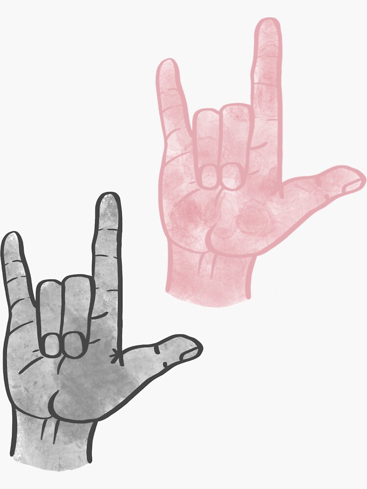 "Pack of 2 ASL ILY" Sticker for Sale by claire-lilian | Redbubble