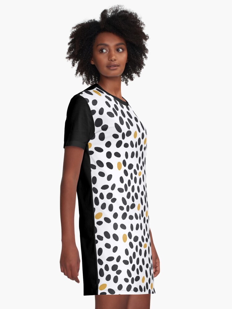 yellow dress with black spots