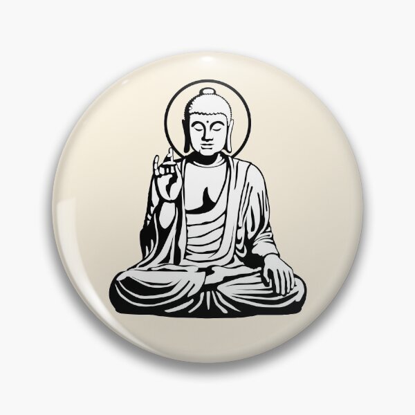 Young Buddha (black white) Pin