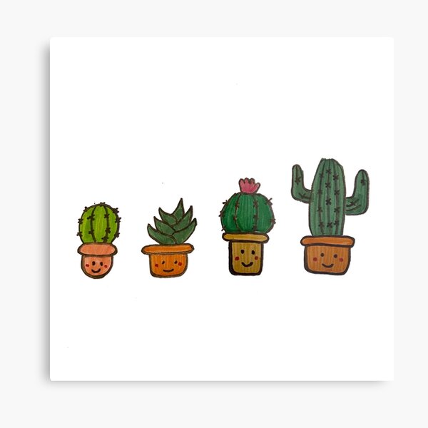 Cacti Characters Metal Print