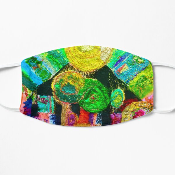 Hundertwassers Sonne, in Rot-, Grün- und Blautönen Flache Maske
