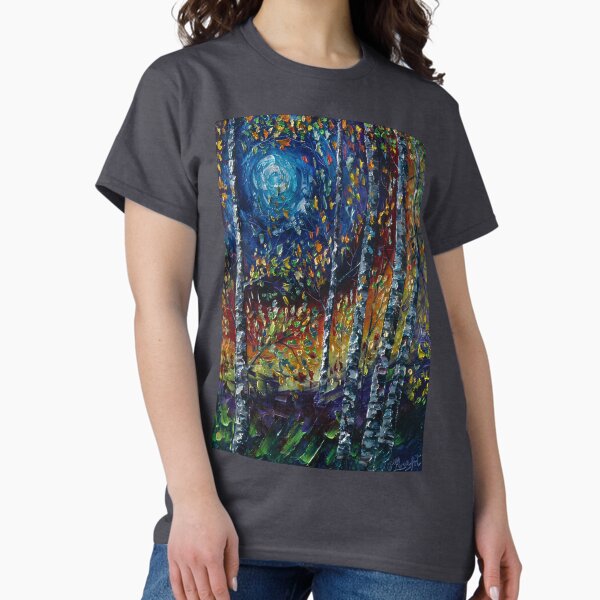 Item preview, Moonlight Sonata With Aspen Trees Palette Knife Painting by @OLenaArt designed and sold by Rocky Mountain Artistry.