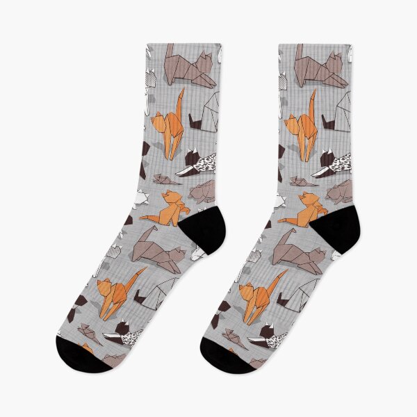 Item preview, Origami kitten friends // grey linen texture background paper cats designed and sold by SelmaCardoso.