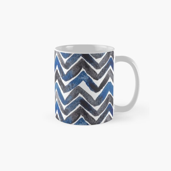 Vista previa del artículo con la obra «Patrón de Chevron azul y negro en acuarela», diseñado y vendido por Vivir Creatividad.