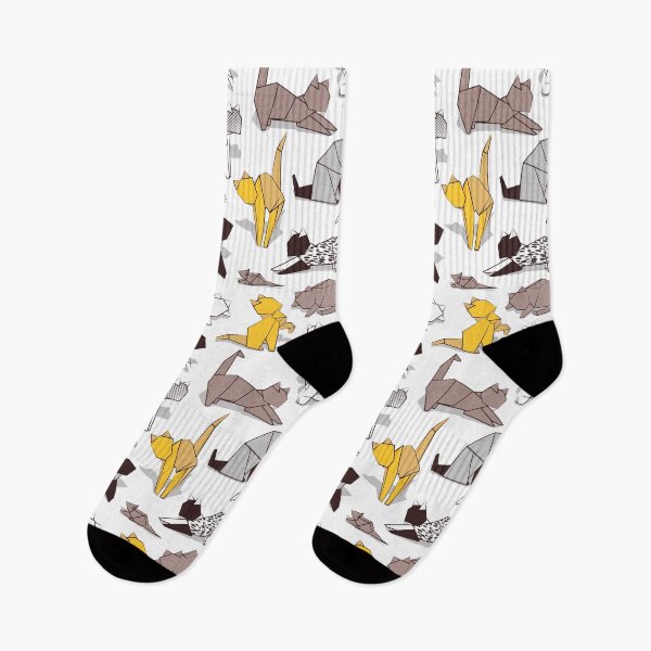 Item preview, Origami kitten friends // white background with sunglow yellow paper cats designed and sold by SelmaCardoso.