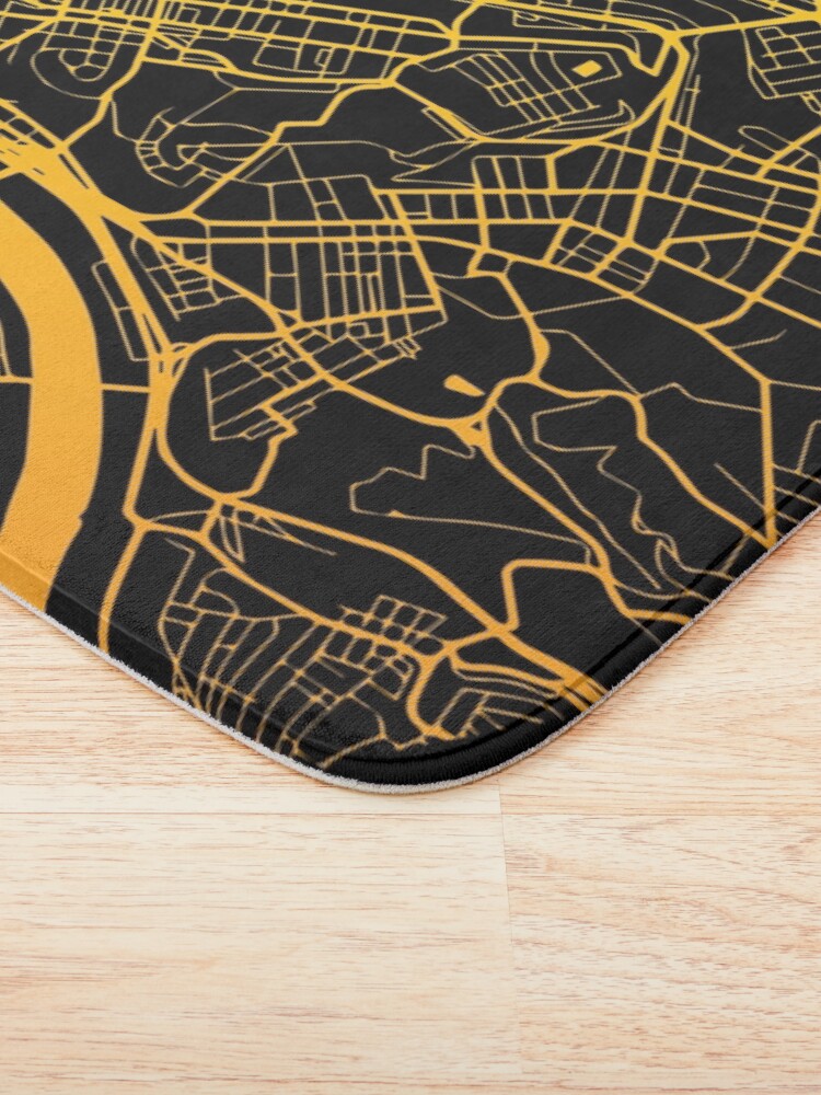 Alternate view of Pittsburgh Map Black and Yellow Bath Mat