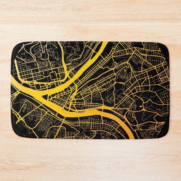Artikel-Vorschau von Pittsburgh Karte schwarz und gelb, designt und verkauft von polliadesign.