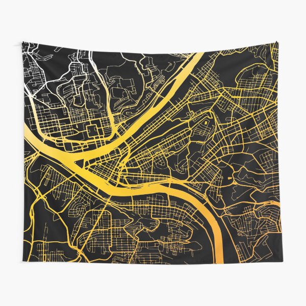 Item preview, Pittsburgh Map Black and Yellow designed and sold by polliadesign.