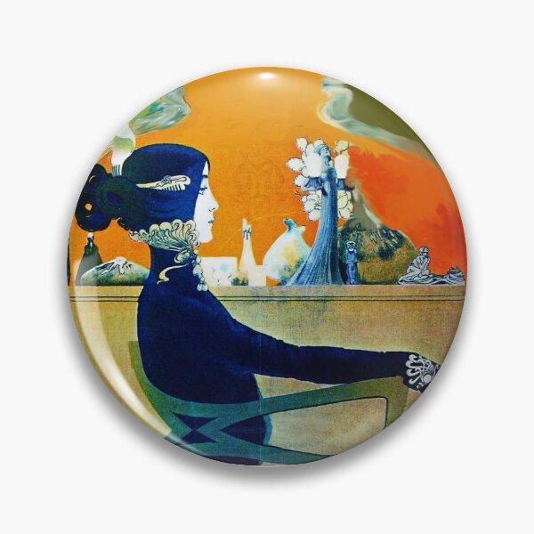 Item preview, DIVA IN BLUE ,ART NOUVEAU BEAUTY FASHION IN GREEN ORANGE YELLOW designed and sold by BulganLumini.