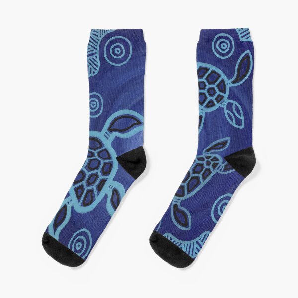 Aboriginal Art Authentic - Sea Turtles Socks