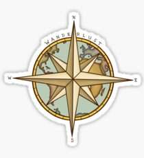 Wanderlust Compass & Map Sticker