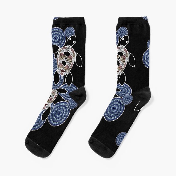 Authentic Aboriginal Art - Sea Turtles Socks