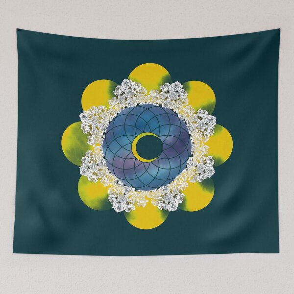 Item preview, Sacred Geometry - Moon and Roses (Blue) designed and sold by roo-design.