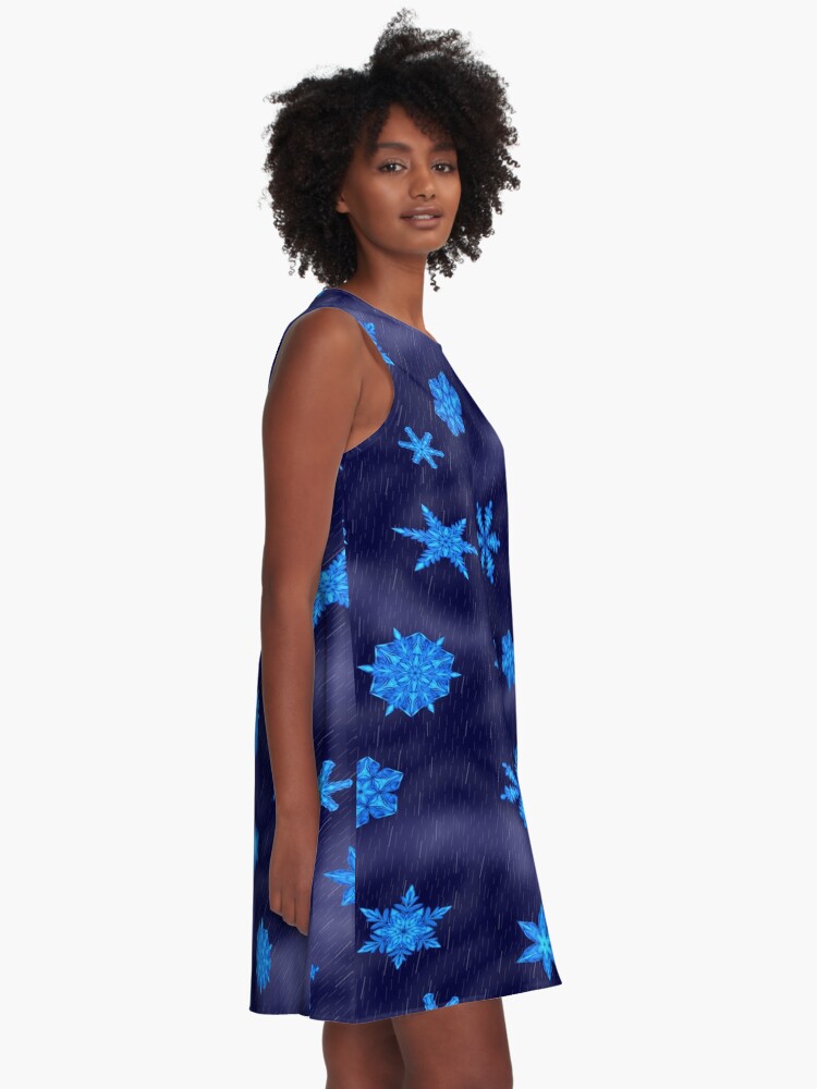 Alternate view of Drifting Snowflake, Gentle Rain A-Line Dress