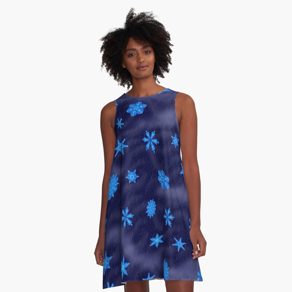 Drifting Snowflake, Gentle Rain A-Line Dress