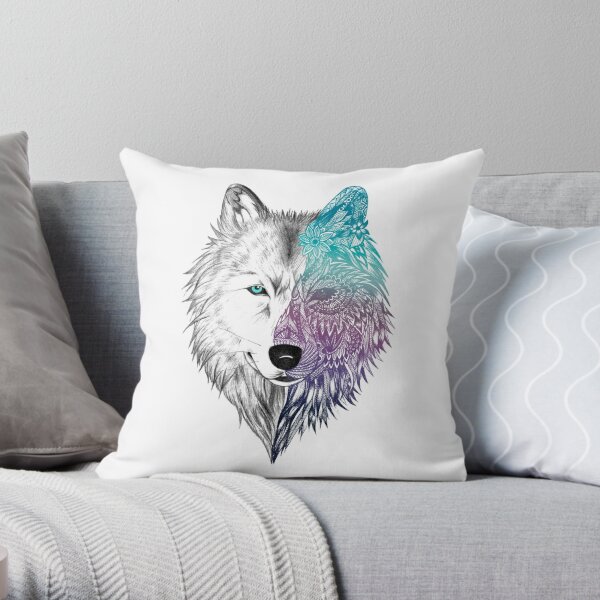 Wolf Mandala Zidika Throw Pillow