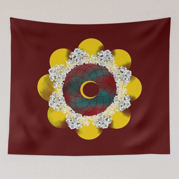 Item preview, Sacred Geometry - Moon and Roses (Red and Bluegreen) designed and sold by roo-design.