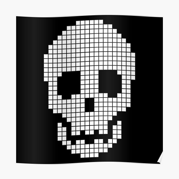 Pixel Skull Poster For Sale By Kislev Redbubble   Poster,504x498,f8f8f8 Pad,600x600,f8f8f8.u2 