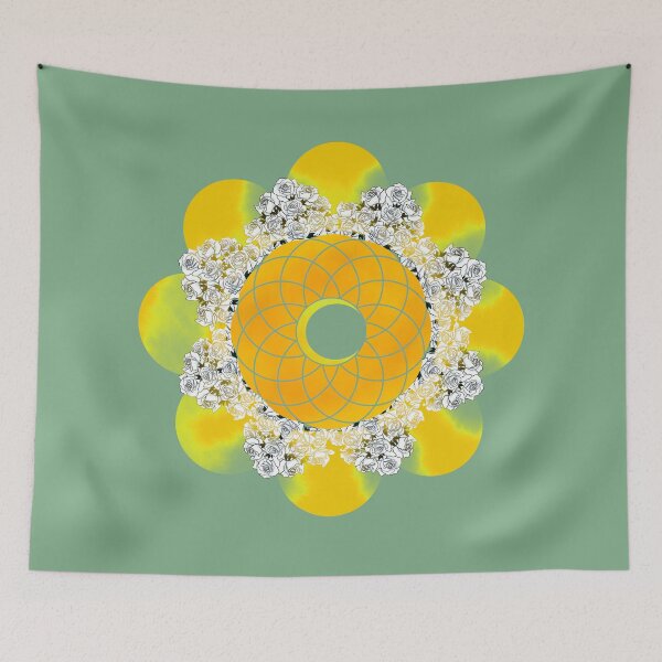 Item preview, Sacred Geometry - Moon and Roses (Yellow and Gold) designed and sold by roo-design.