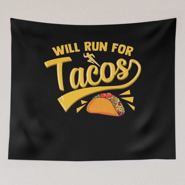 Item preview, Funny Mexican Food Runner Running WILL RUN FOR TACOS designed and sold by revelever.
