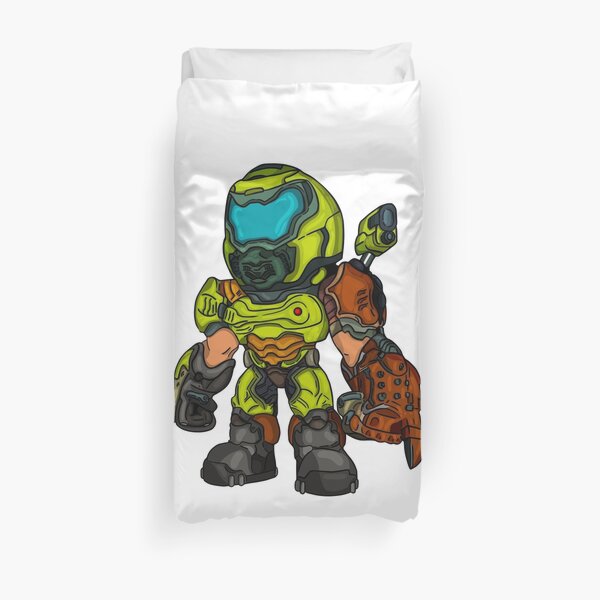 Doom Duvet Covers Redbubble - doom guy w helmet roblox