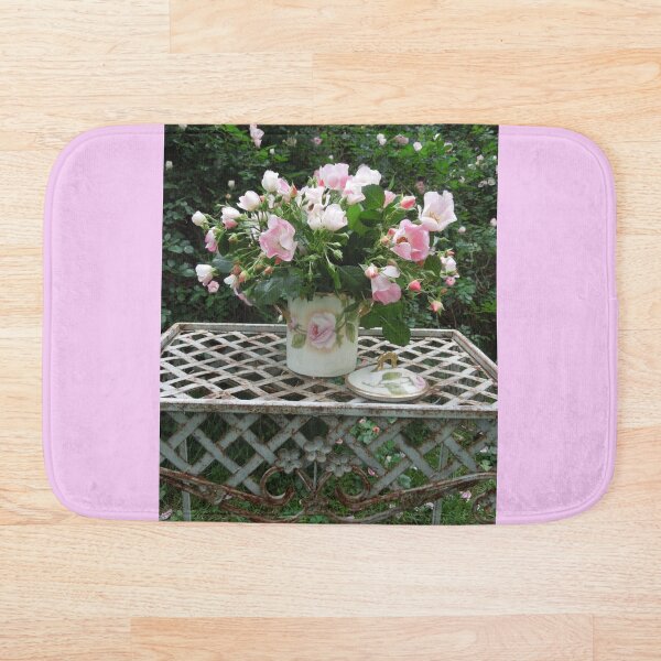 Still Life Pink Roses Bouquet Bath Mat