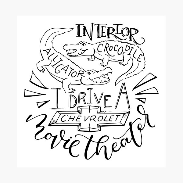(Transparent) Interior Crocodile Alligator Hand Lettered Photographic Print