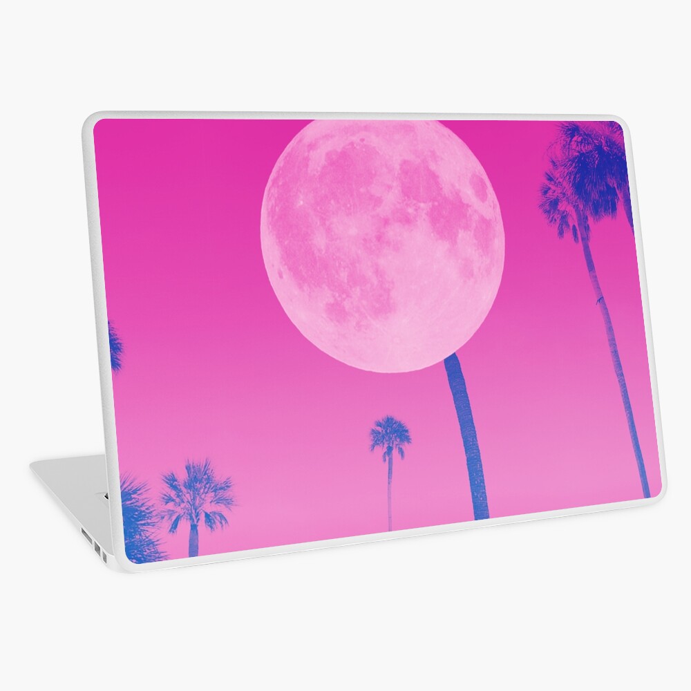 hot pink aesthetic - moon and palm trees