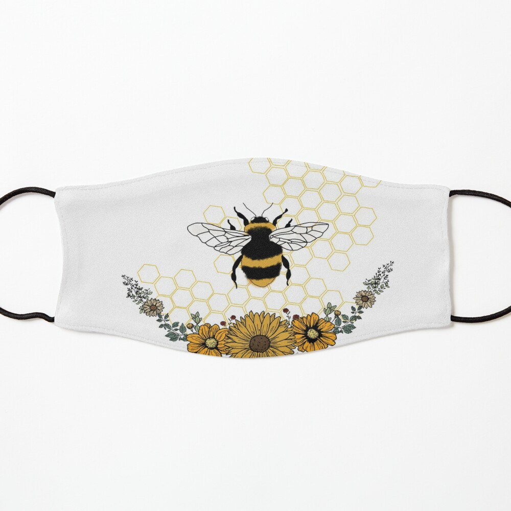 Download Sunflower Bee Honey Comb Yellow Mask By Lordgraceart Redbubble PSD Mockup Templates