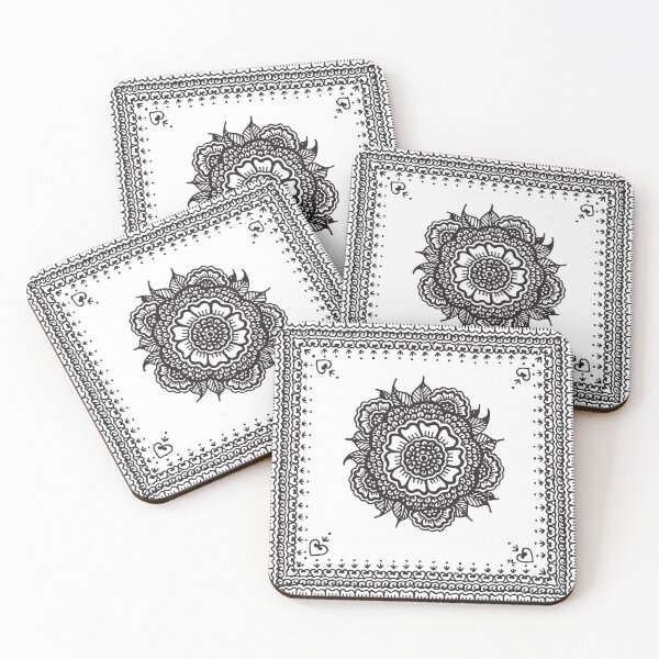 Item preview, Cherry Blossom Henna Flower || Black and White || Floral || Abstract Plants designed and sold by Hilary Leslie.