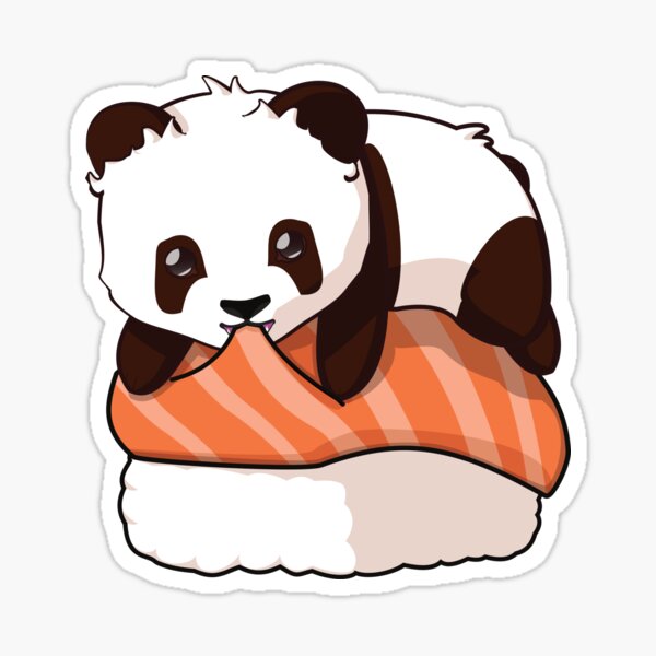 Panda Salmon Sushi Sticker