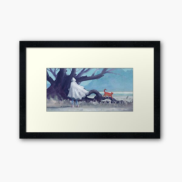 The white girl and the red cat Framed Art Print