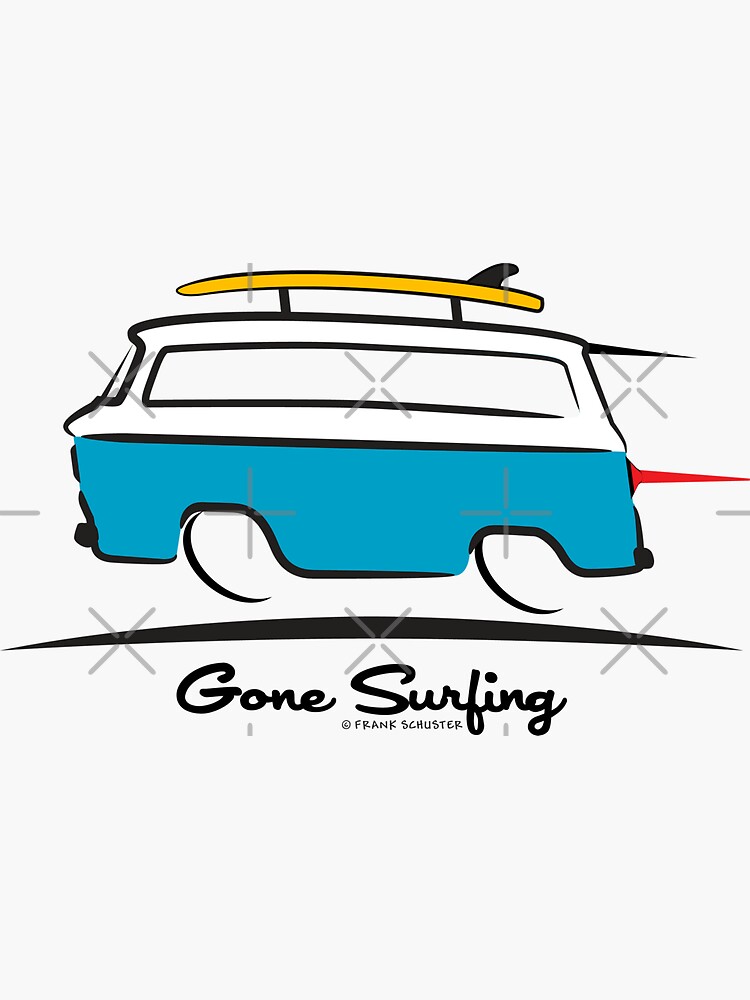 Chevrolet Corvair Greenbrier Blue Van Gone Surfing
