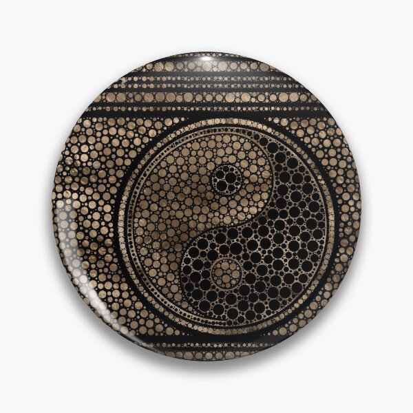 Item preview, Yin and Yang Dot Art Black and gold designed and sold by k9printart.