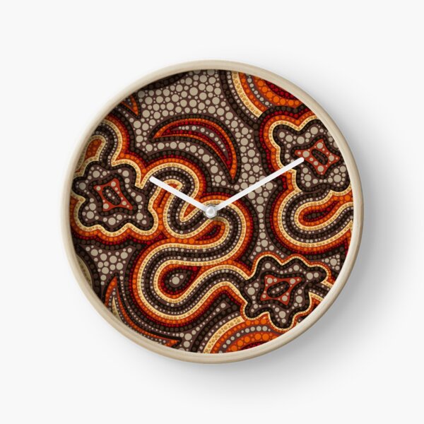 Dot Art Aboriginal Australian Inspired #1 Clock