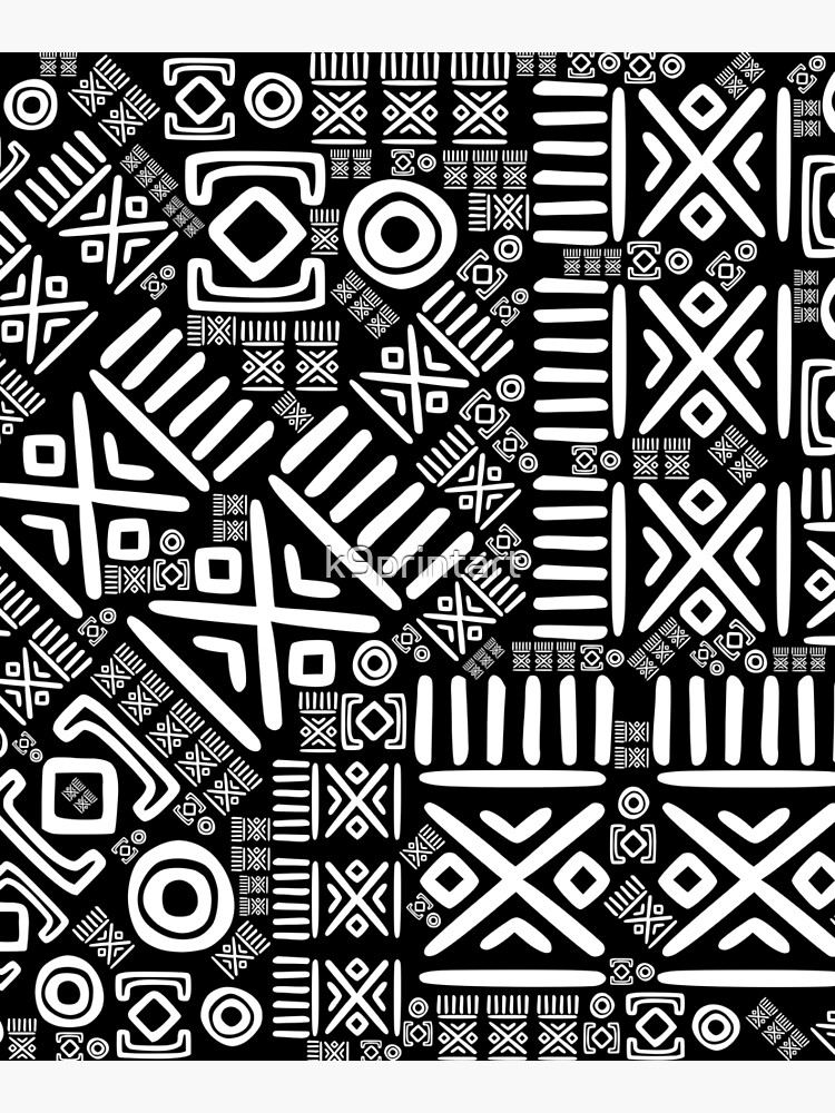 "Ethnic African Pattern- Black And White #6" Mounted Print For Sale By ...