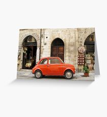 orange car in Gubbio Greeting Card