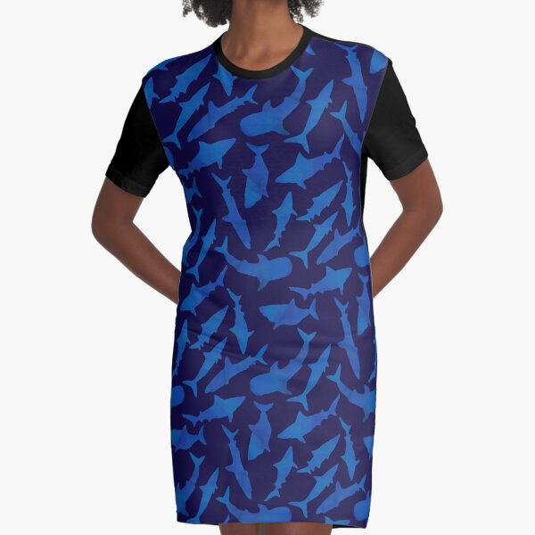 Seamless Sharks Graphic T-Shirt Dress