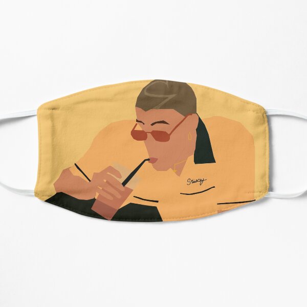 Ilustración de Bad Bunny Mascarilla plana