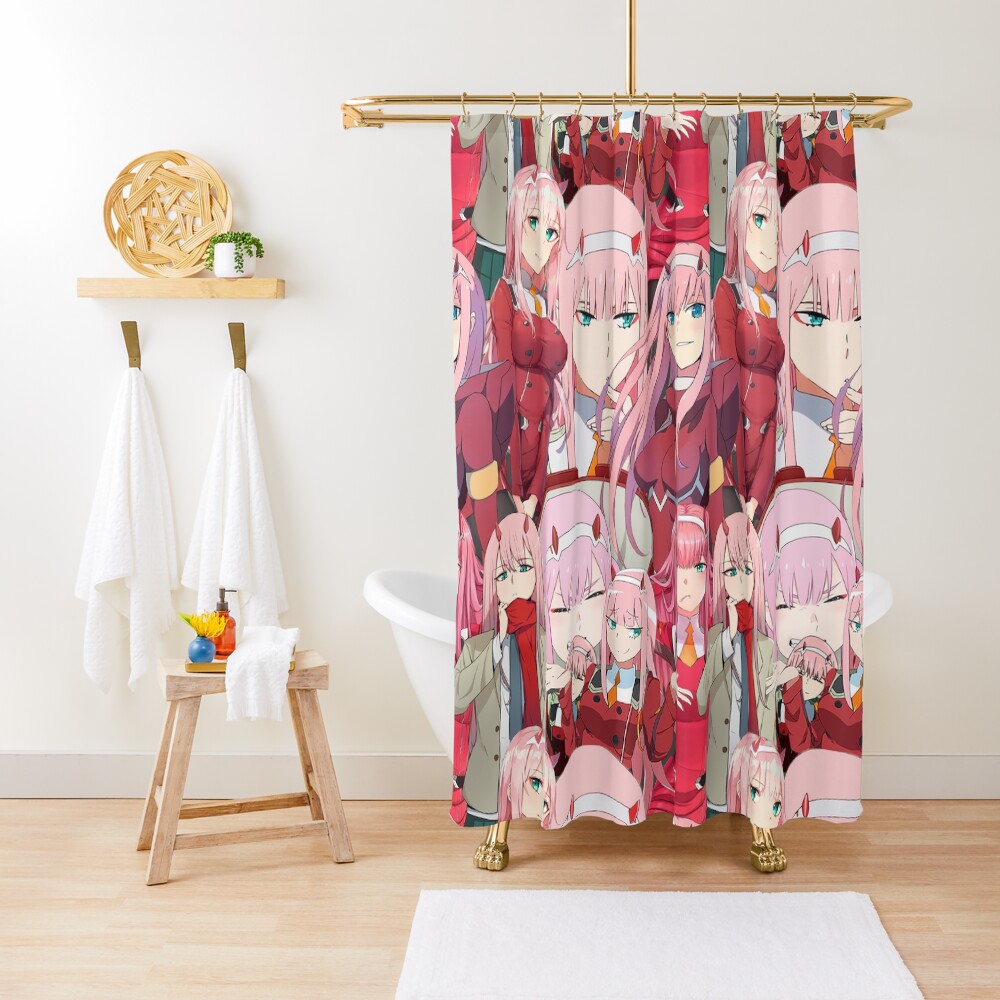 Zero Two Tribute Pattern Shower Curtain