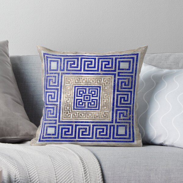 Greek Key Ornament - Lapis Lazuli and Gold #1 Throw Pillow