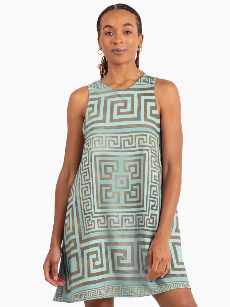 Greek Key Ornament - Greek Meander - Gold and Mint" A-Line Dress for Sale by k9printart | Redbubble Greek Key Ornament - Greek Meander - Gold and Mint" A-Line Dress for Sale by k9printart | Redbubble