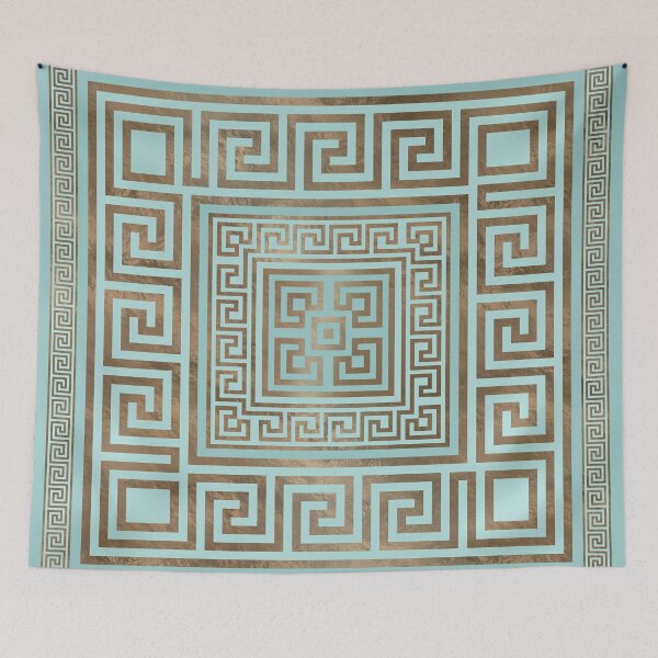Item preview, Greek Key Ornament - Greek Meander - Gold and Mint designed and sold by k9printart.